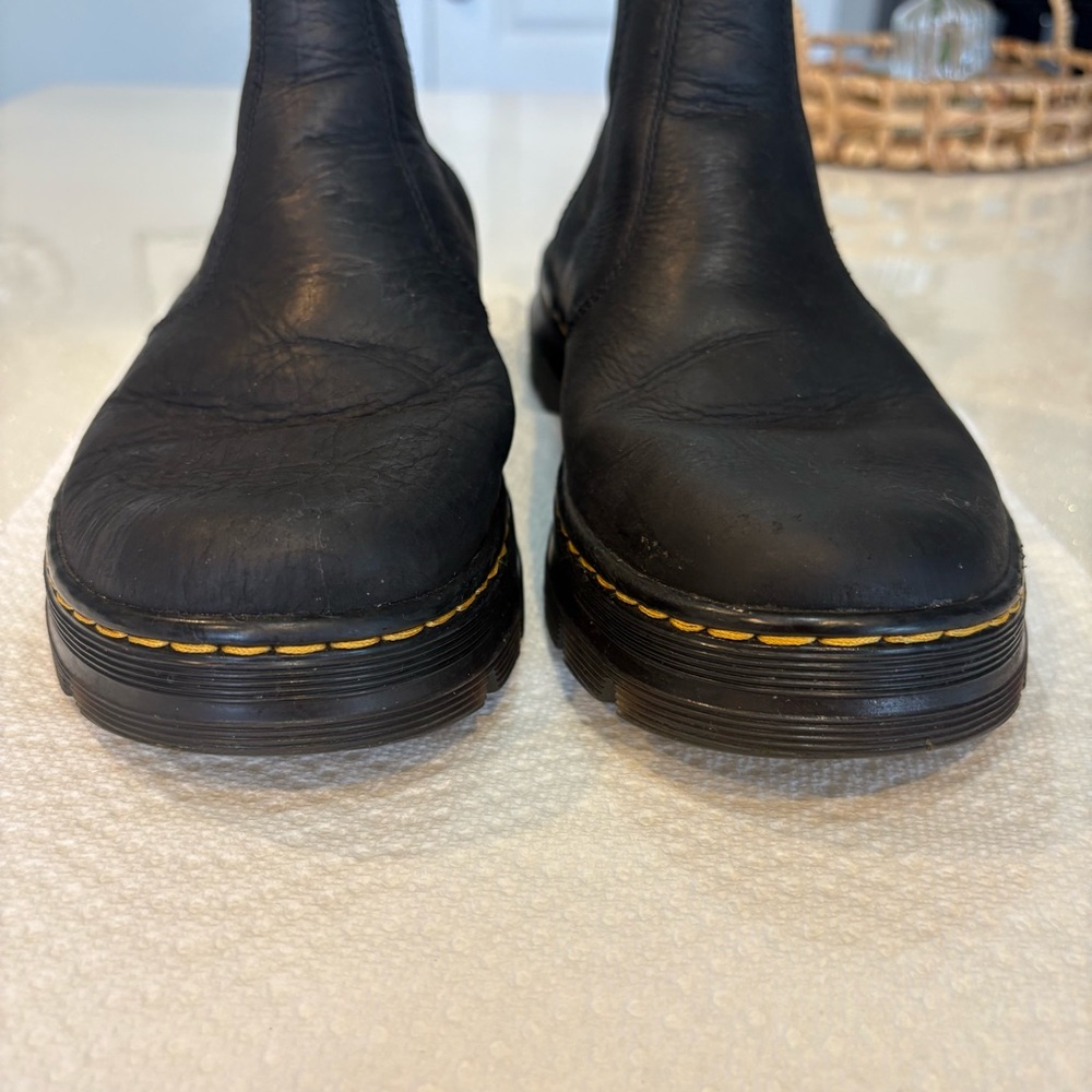 Dr. Martens Black Slip On Boots Chunky Heel - Picture 4 of 7